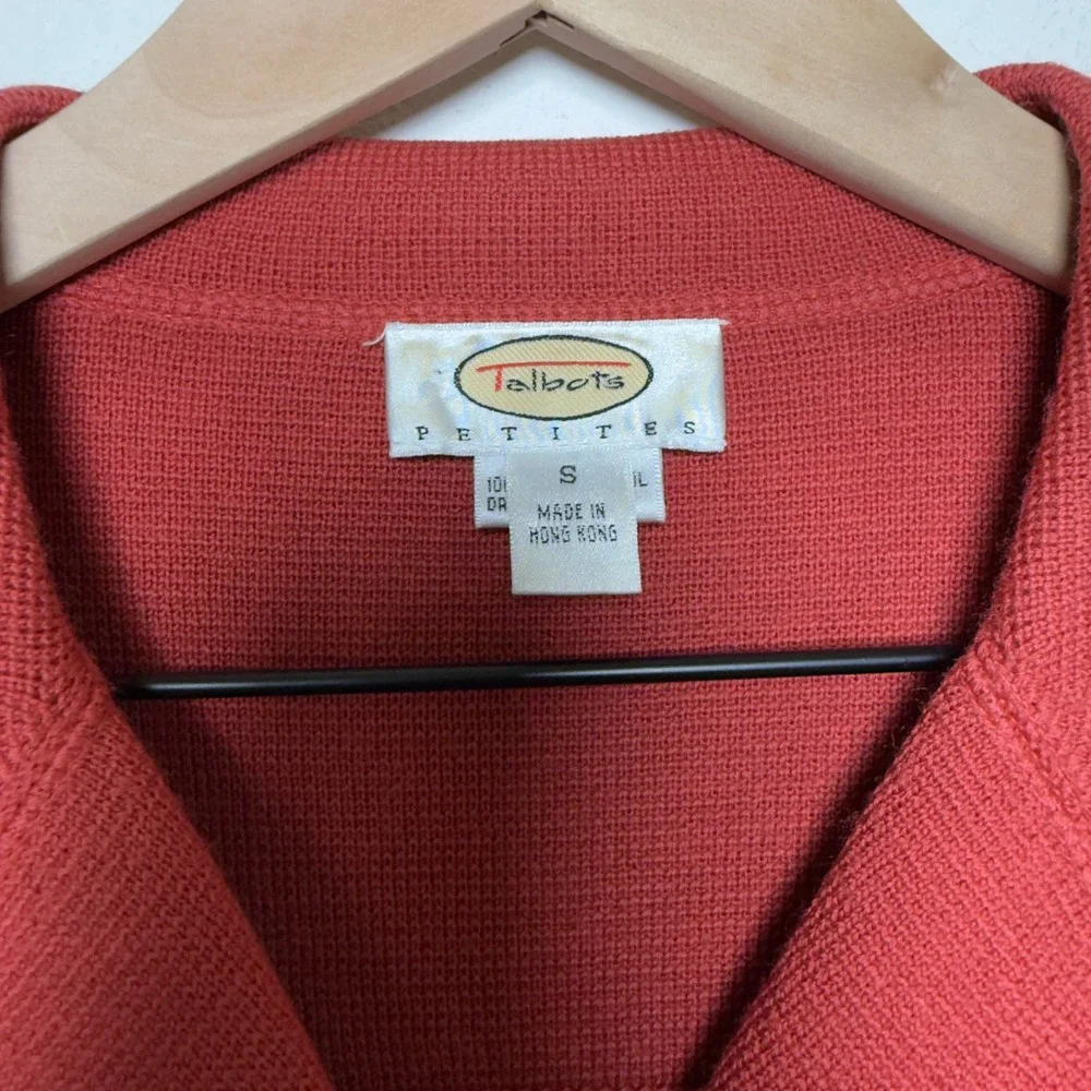 Talbots Women 100% Merino Wool Cardigan Jacket Small Patchwork Mod Academia